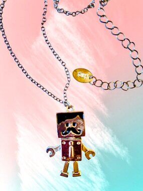Claire's Moveable Robot Pendant Chain Necklace Pewter Tone
